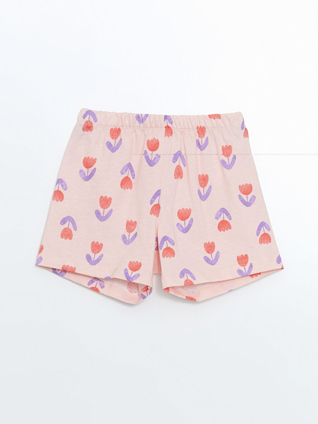 Pembe Beli Lastikli Çiçekli Kız Çocuk Pijama Alt