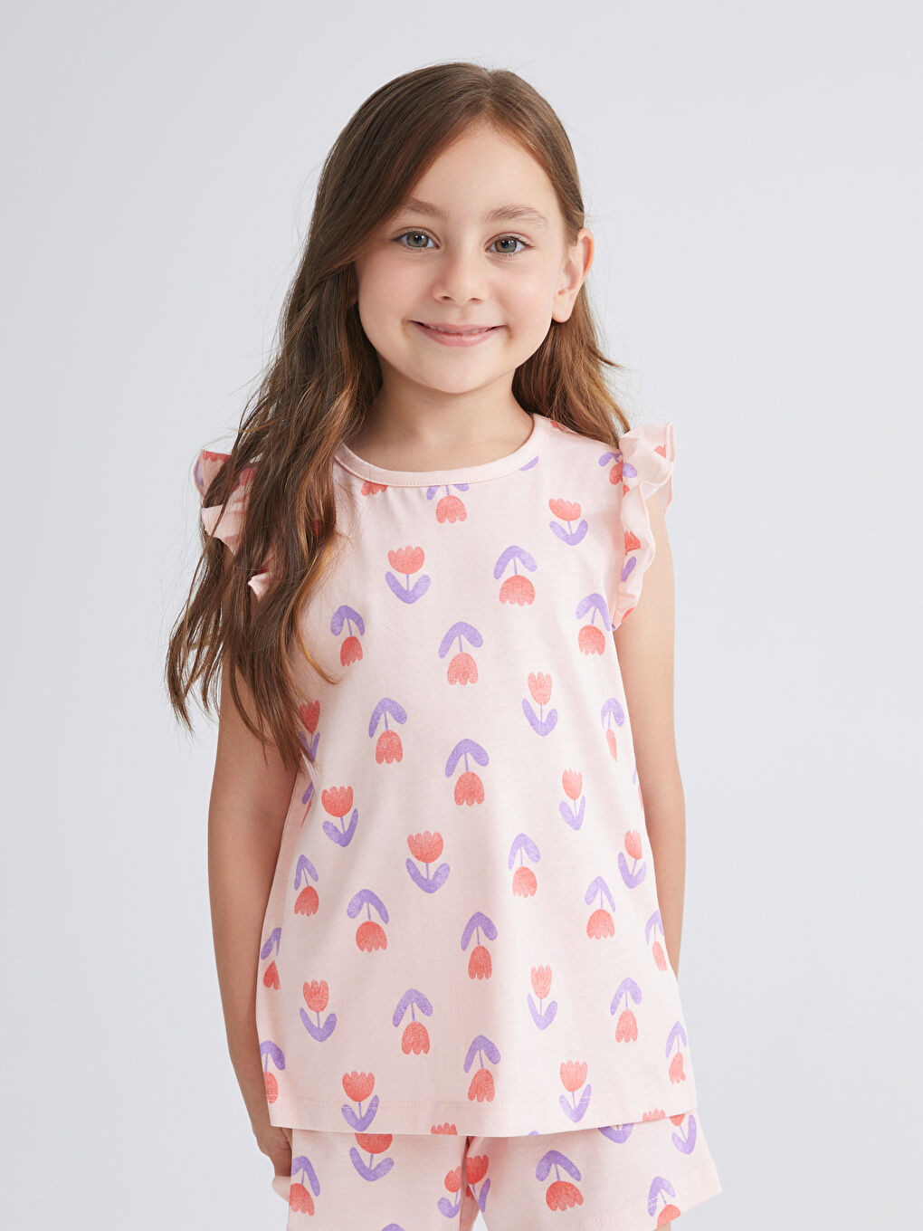 LCW Kids Girls' Floral Shortie Pyjama Set -S5FL83Z1-LT4