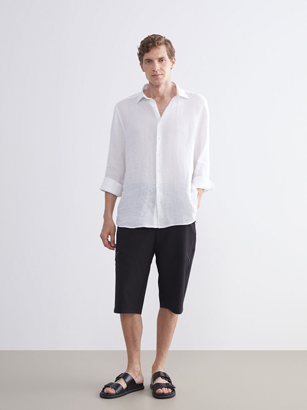 Siyah Diz Altı Boy Erkek Deniz Şortu