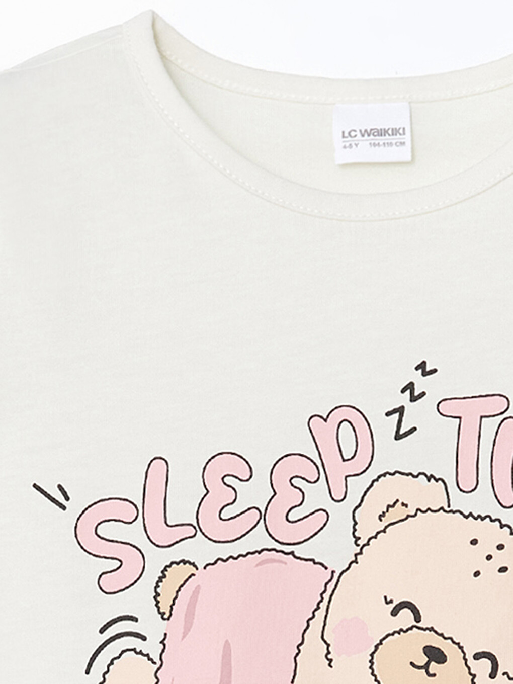 Ekru Baskılı Kız Çocuk Pijama Üst-2