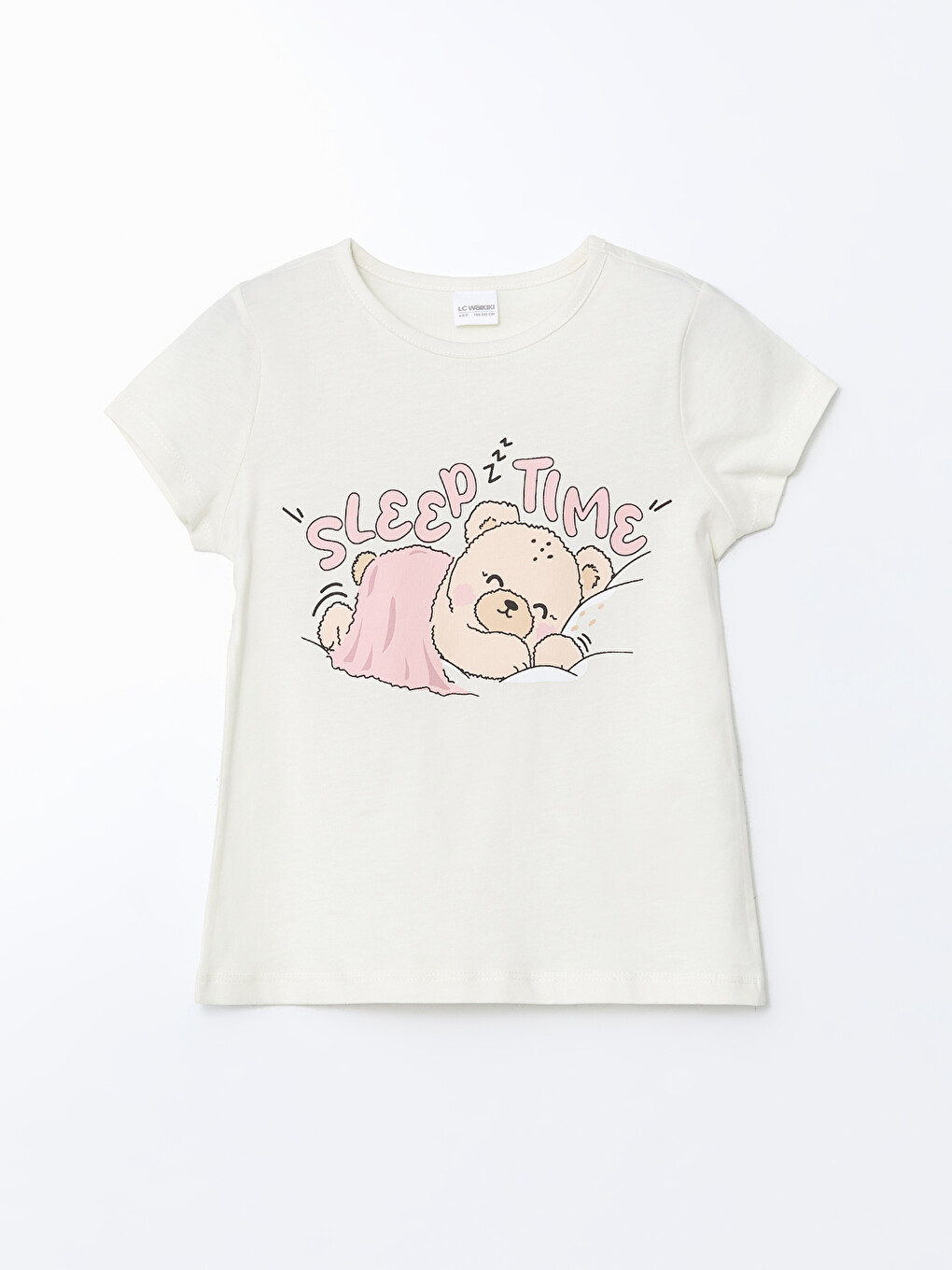 Ekru Baskılı Kız Çocuk Pijama Üst