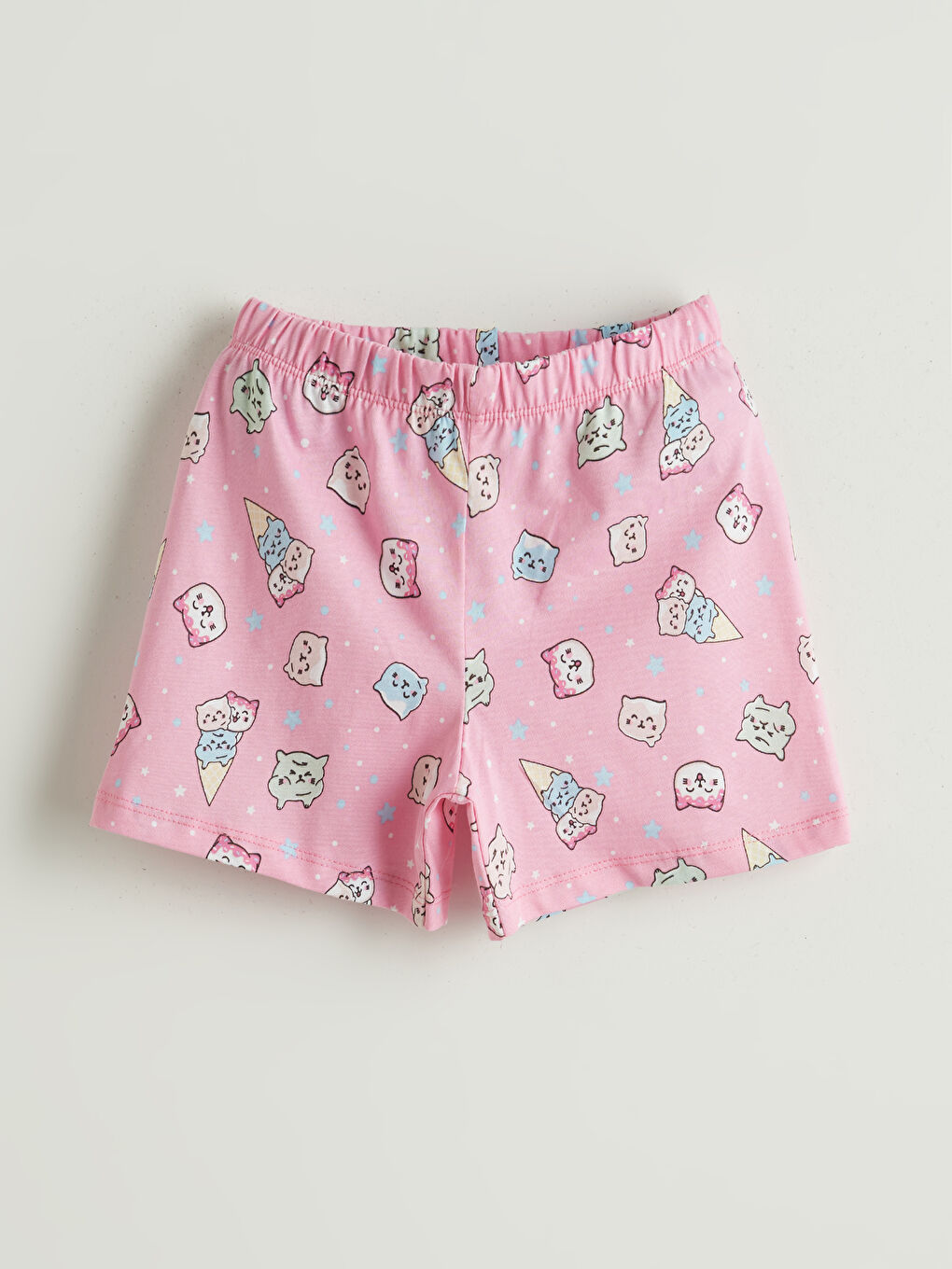 Pembe Beli Lastikli Kedi Baskılı Kız Çocuk Pijama Alt