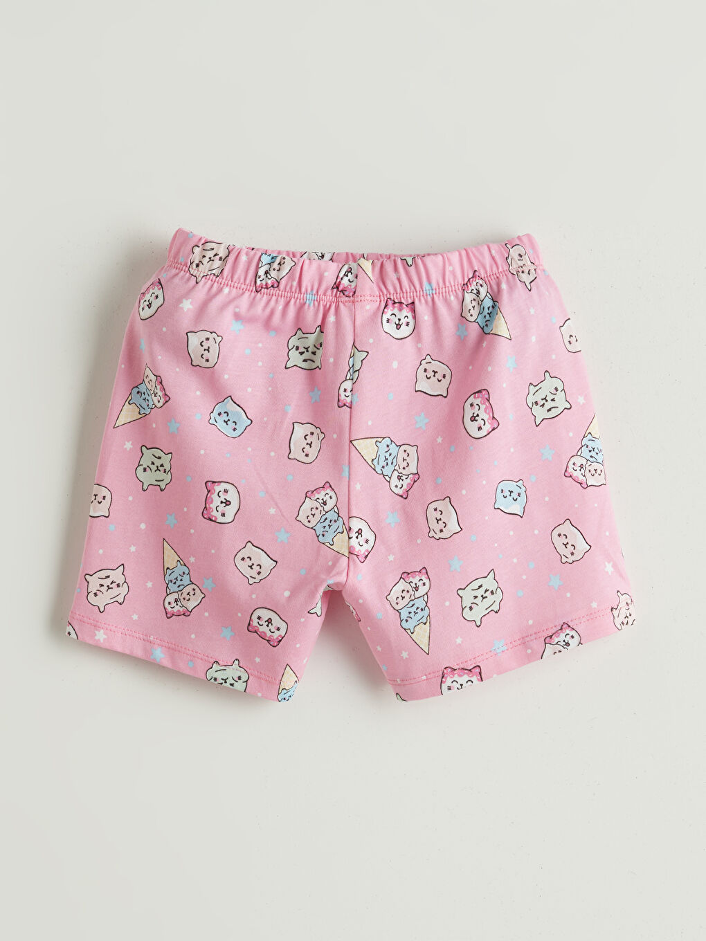 Pembe Beli Lastikli Kedi Baskılı Kız Çocuk Pijama Alt-1
