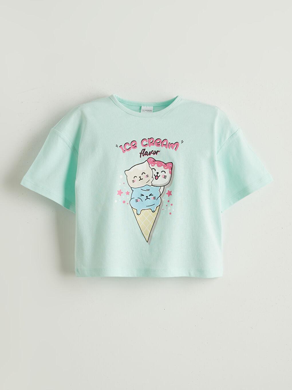 Mavi Bisiklet Yaka Baskılı Kız Çocuk Pijama Üstü