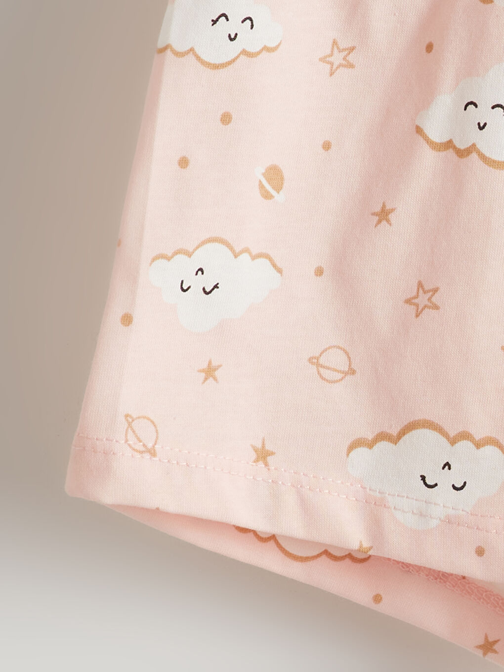 Pembe Beli Lastikli Kız Çocuk Pijama Alt-1