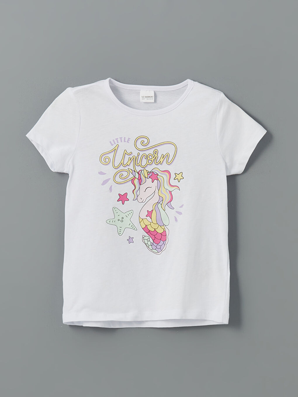 Beyaz Bisiklet Yaka Baskılı Kız Çocuk Pijama Üst