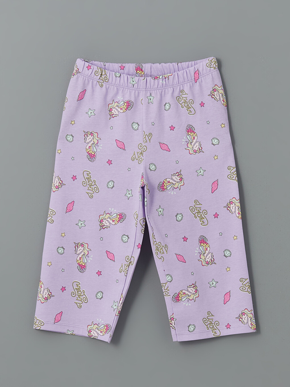 Pembe Beli Lastikli Desenli Kız Çocuk Pijama Alt
