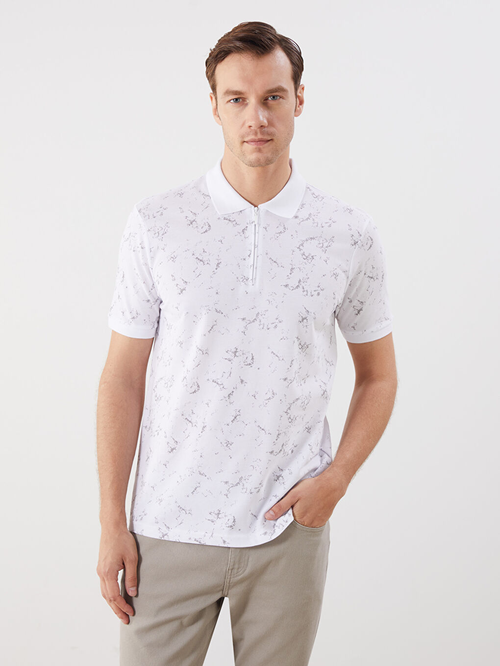 LCWAIKIKI Classic Polo Neck Patterned Pique Men's T-Shirt -S5FM23Z8-LU7
