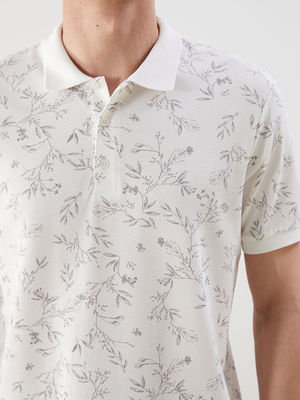 Polo Neck Short Sleeve Patterned Men's T-Shirt -S5FM24Z8-LQB