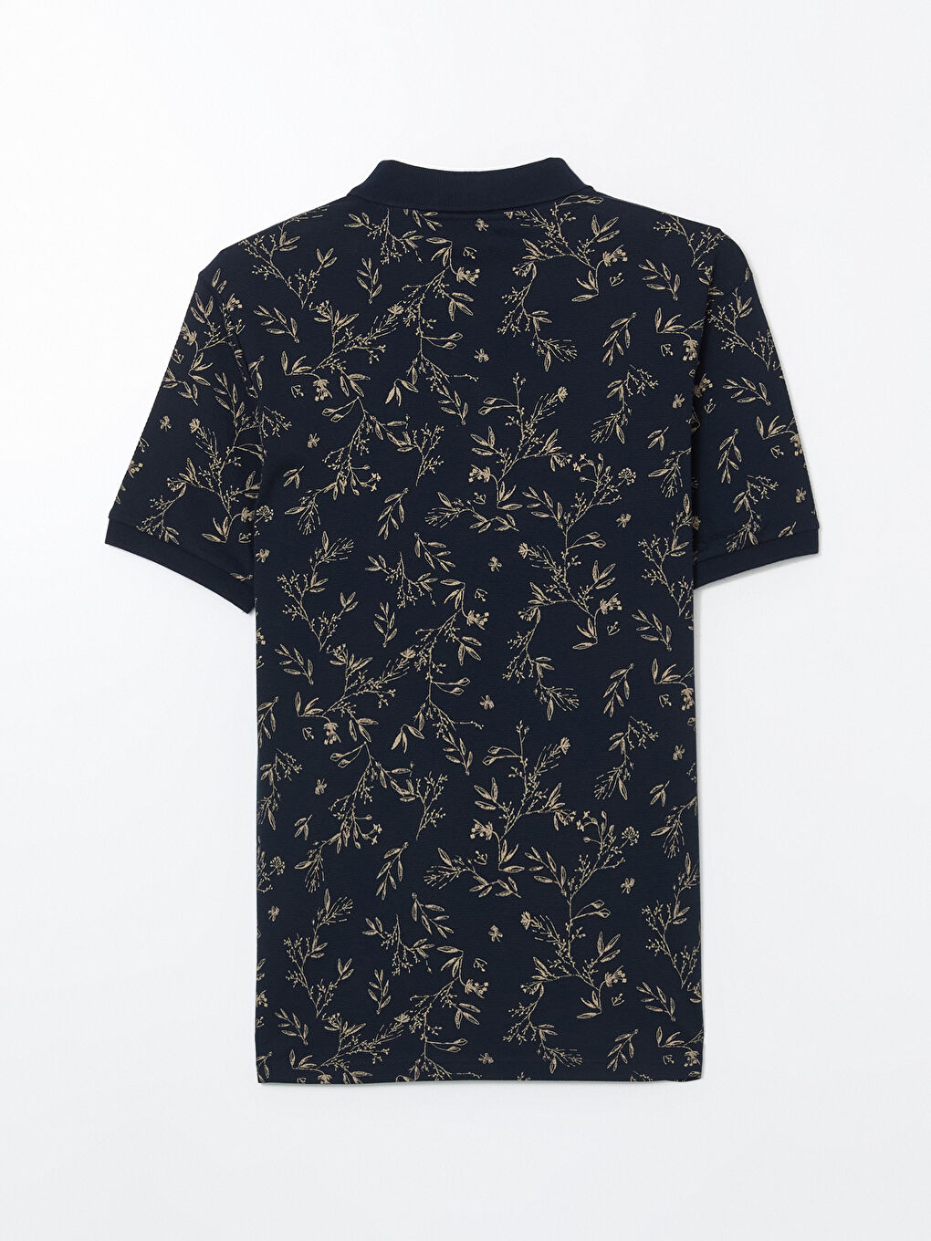 Lacivert Polo Yaka Kısa Kollu Desenli Erkek Tişört-5