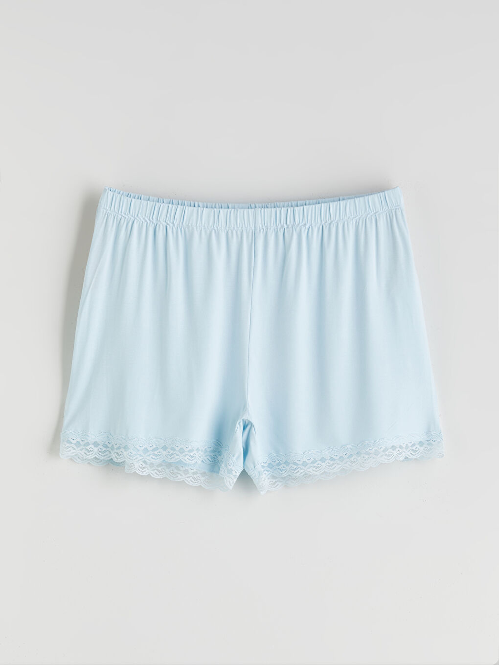 Mavi Beli Lastikli Kadın Şort Pijama Altı-2