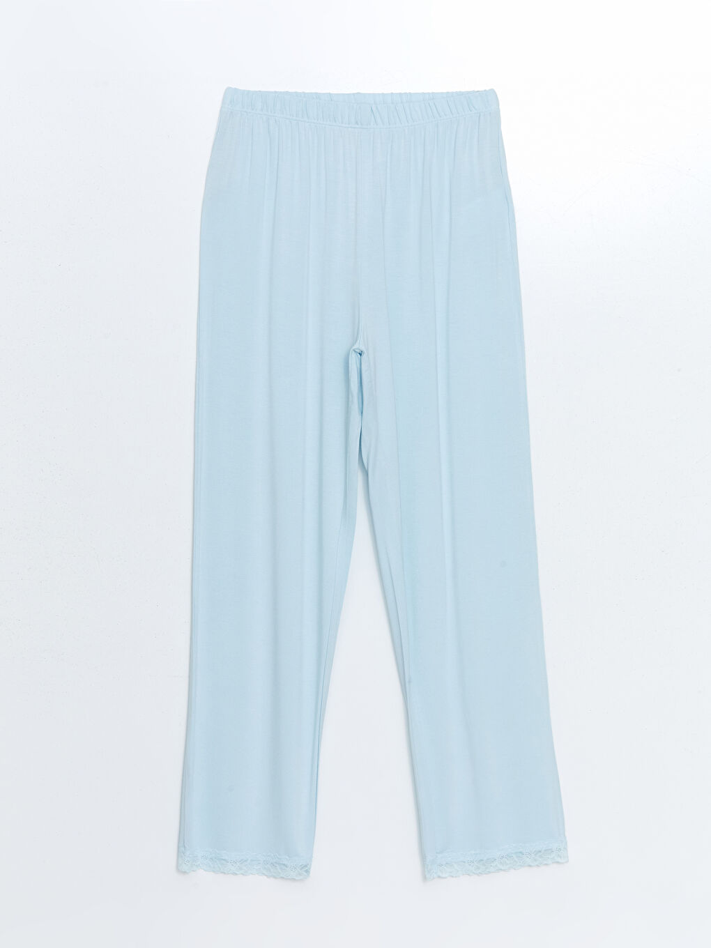 Mavi Beli Lastikli Dantel Detaylı Kadın Pijama Altı