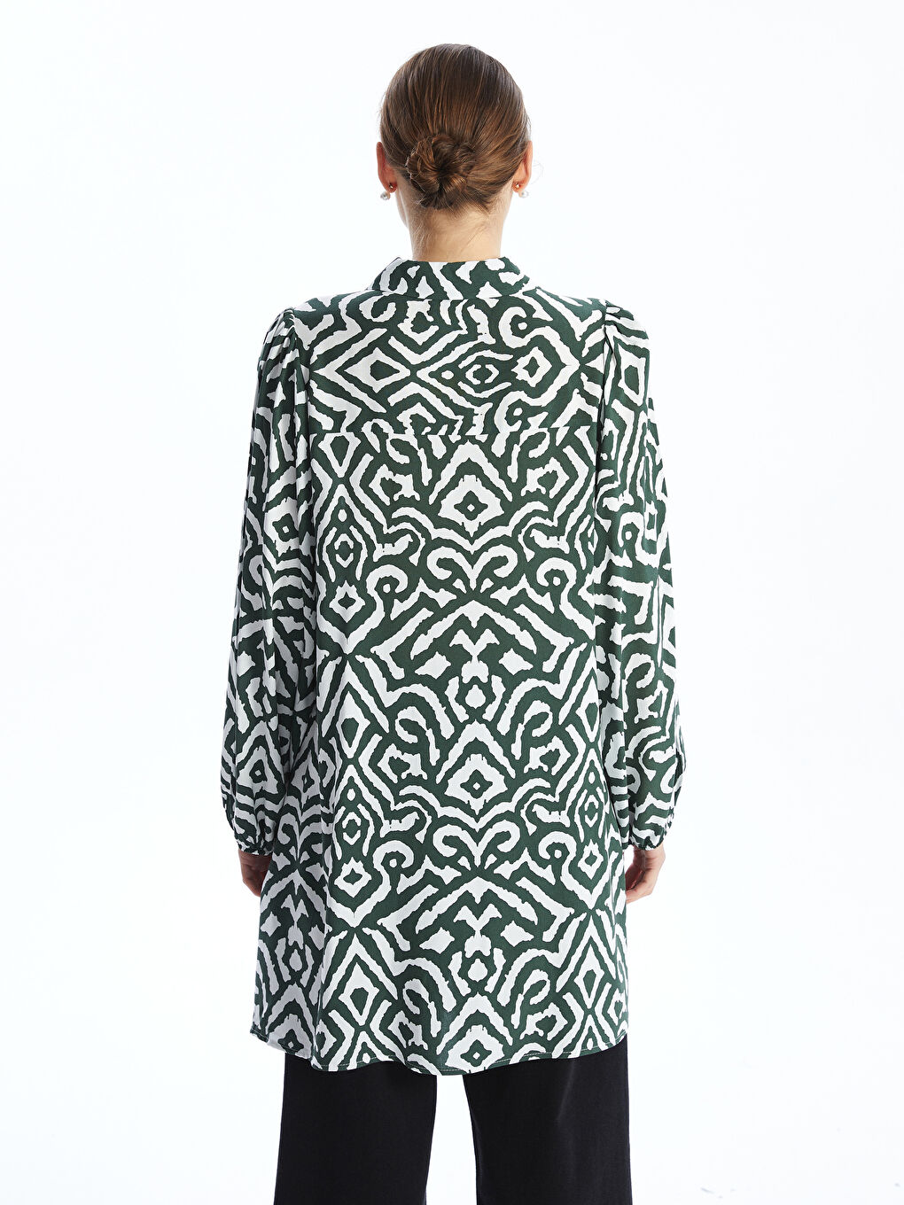 Patterned Women's Shirt Tunic -S5FM51Z8-LRR