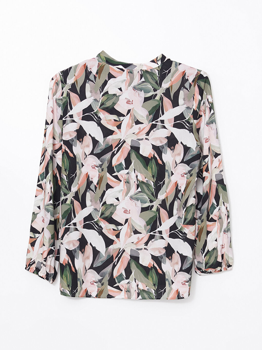 Tie Collar Patterned Women's Blouse -S5FM64Z8-LSR