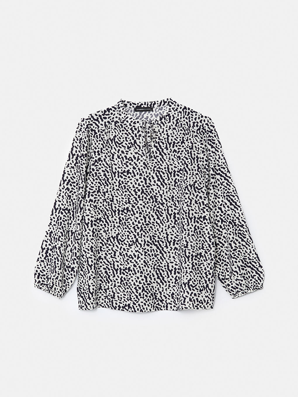 Tie Collar Patterned Women's Blouse -S5FM64Z8-LU7