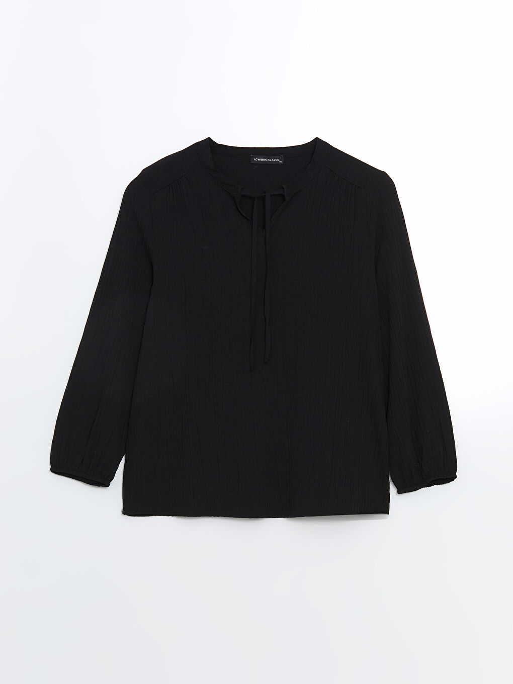 Tie Neck Textured Women's Blouse -S5FM66Z8-CVL