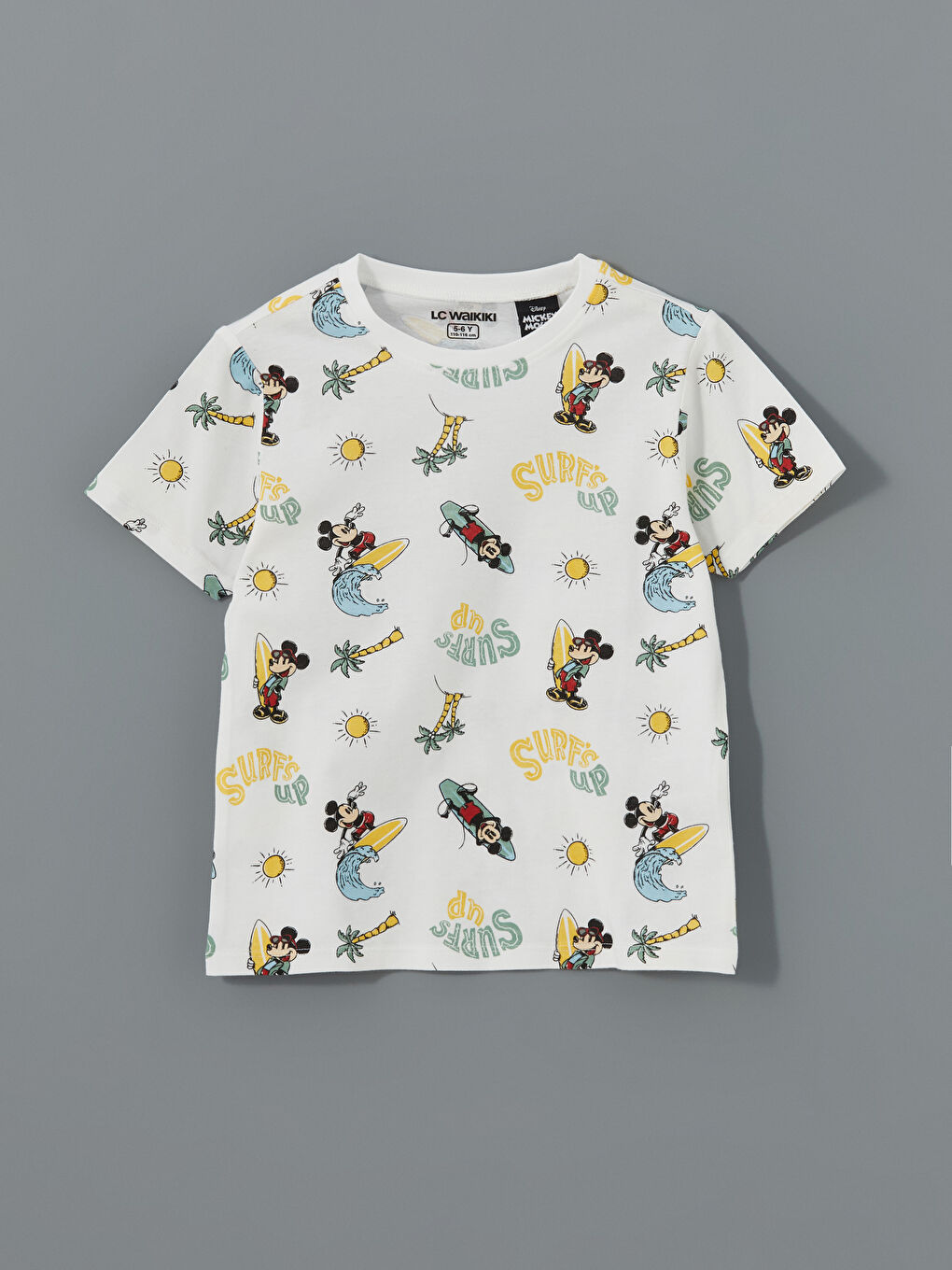 Beyaz Mickey Mouse Baskılı Erkek Çocuk Pijama Üst