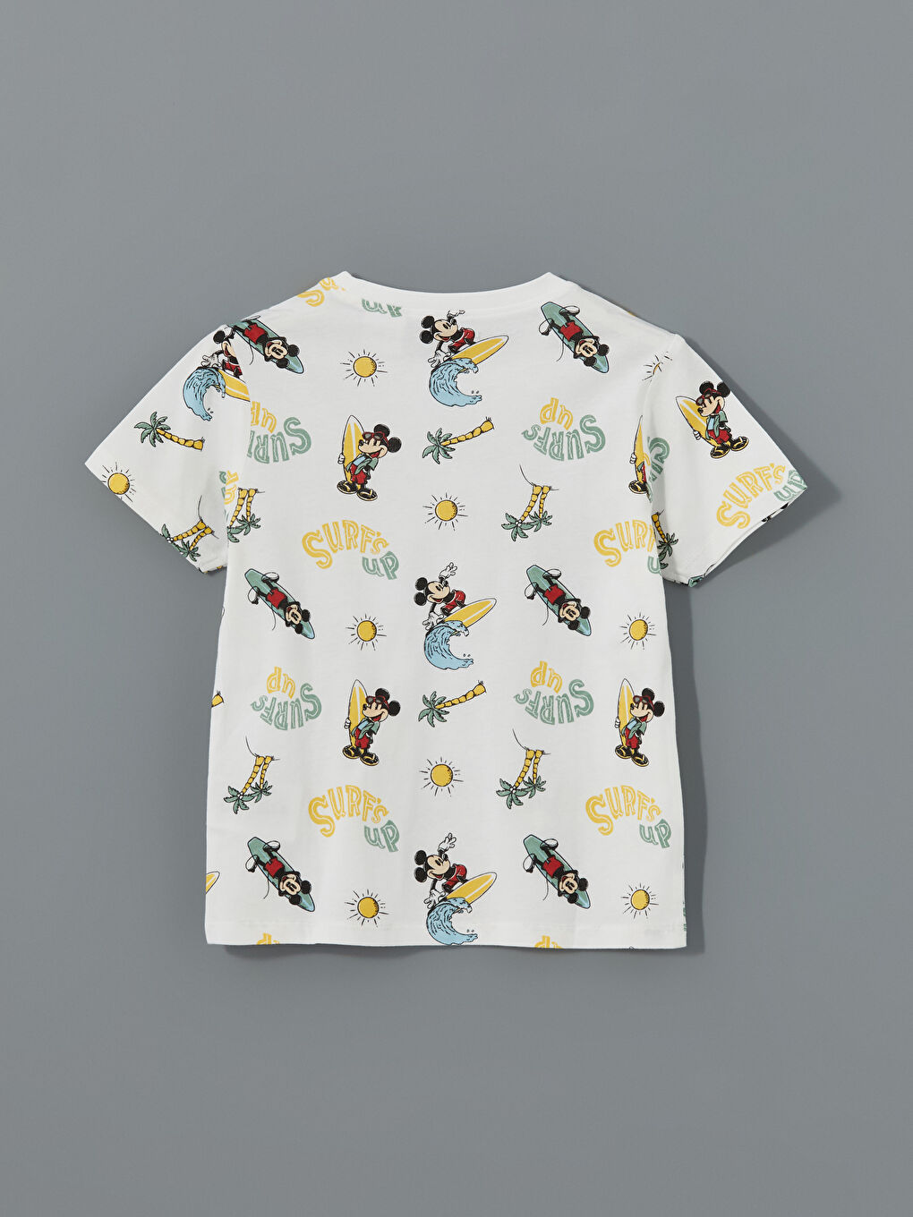 Beyaz Mickey Mouse Baskılı Erkek Çocuk Pijama Üst-2