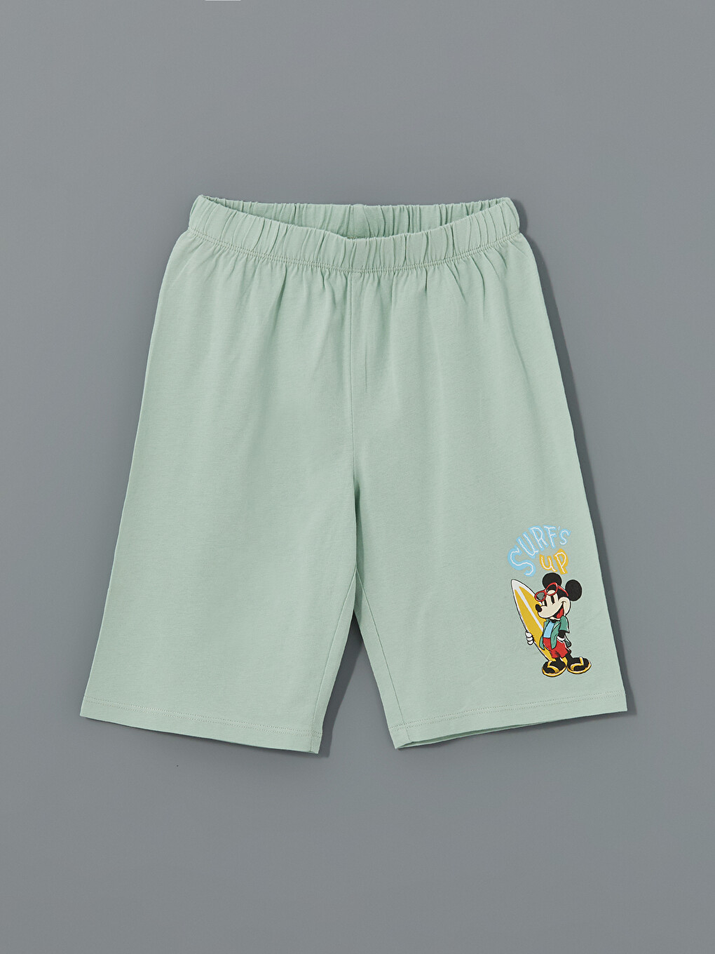 Yeşil Mickey Mouse Baskılı Erkek Çocuk Şort Pijama Altı
