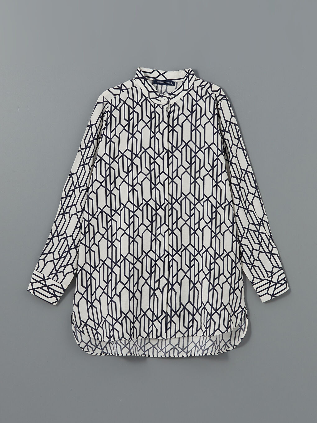 Mandarin Collar Patterned Women's Shirt Tunic -S5FM73Z8-LQQ