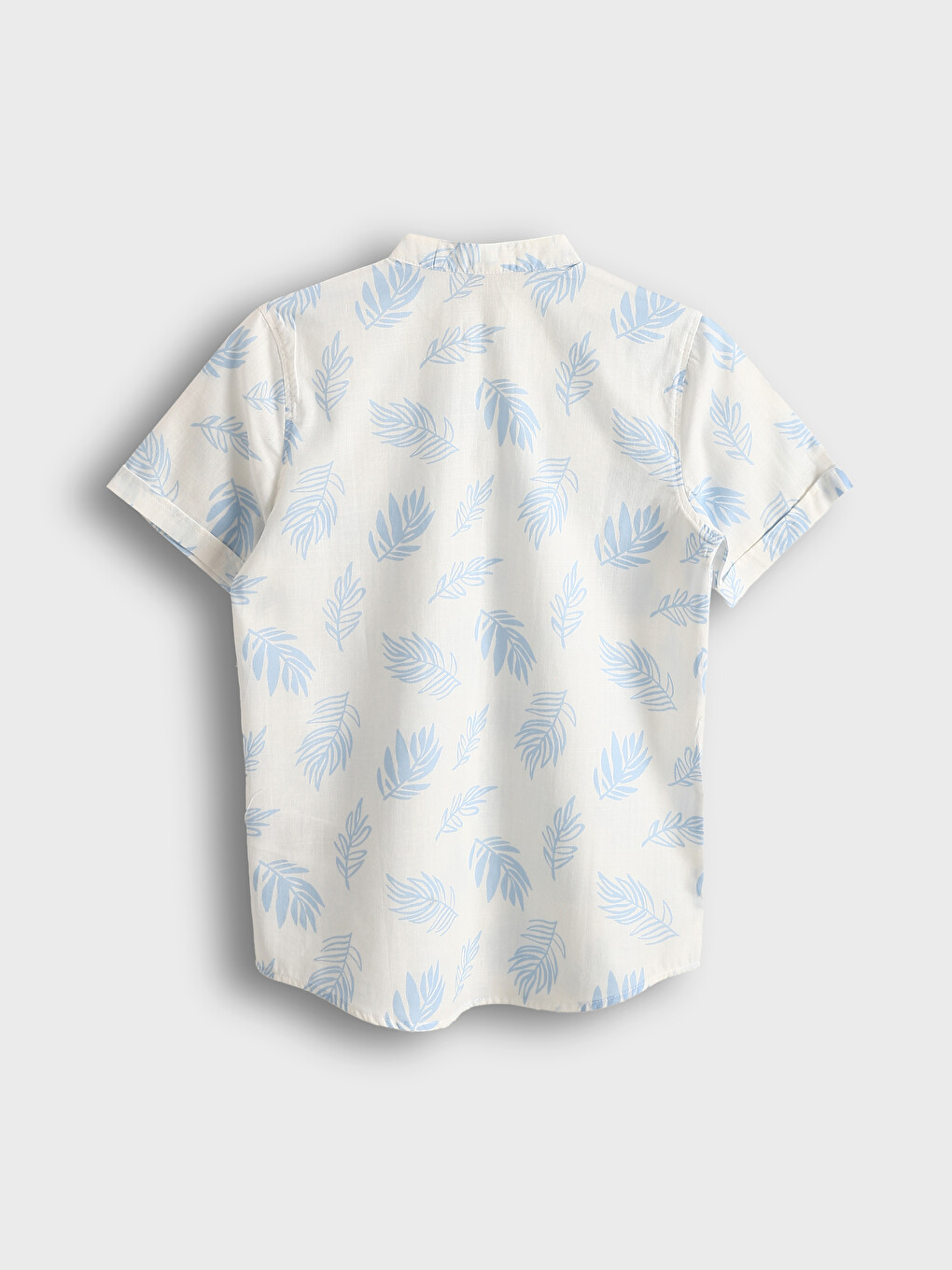 Grandad Collar Patterned Short Sleeve Boys' Shirt-1