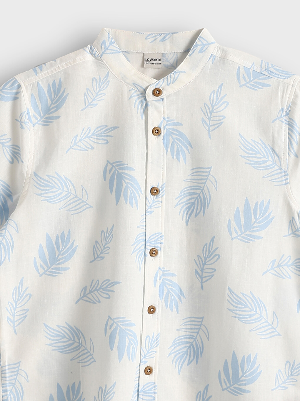 Grandad Collar Patterned Short Sleeve Boys' Shirt-2