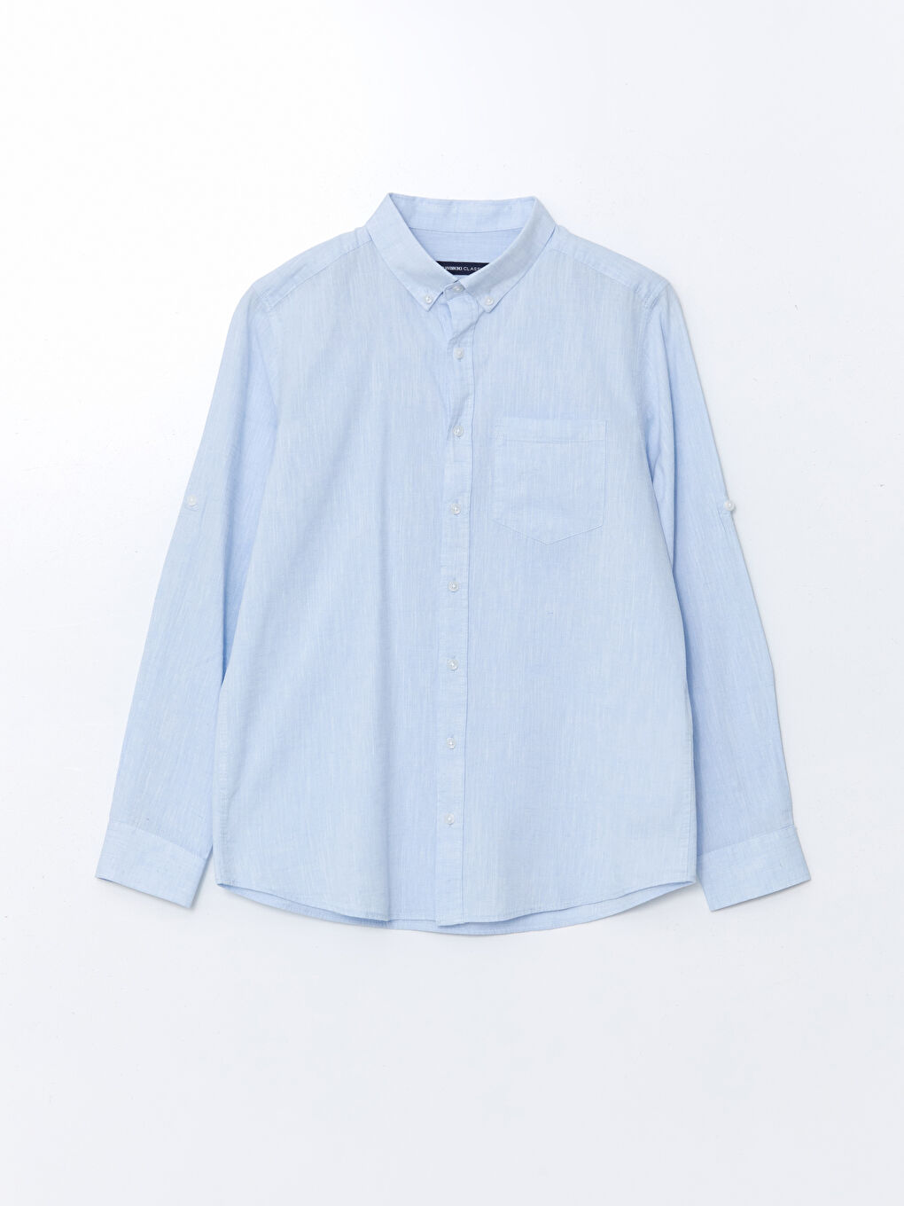 LCWAIKIKI Classic Mavi Regular Fit Uzun Kollu Keten Karışımlı Erkek Gömlek - 4