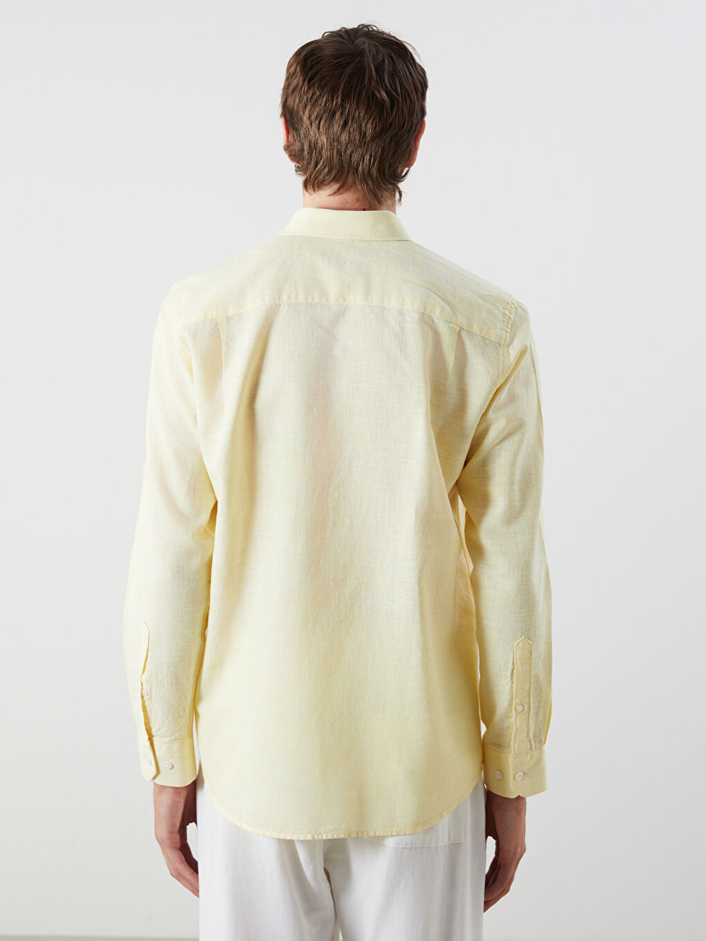 Regular Fit Long Sleeve Linen Blend Men's Shirt -S5FM94Z8-ETY