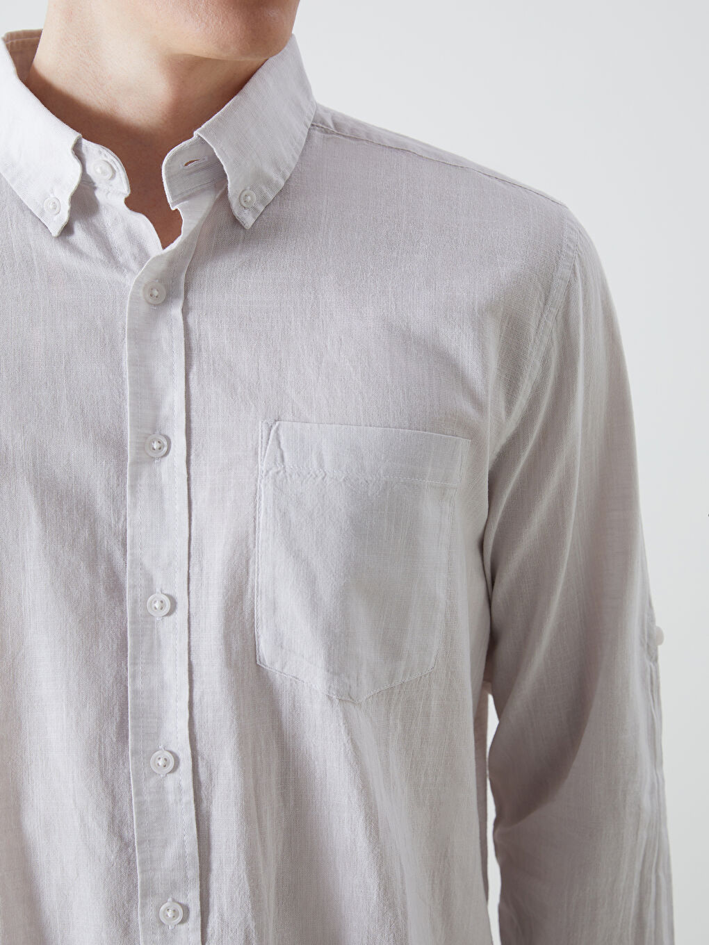 Regular Fit Long Sleeve Linen Blend Men's Shirt-2
