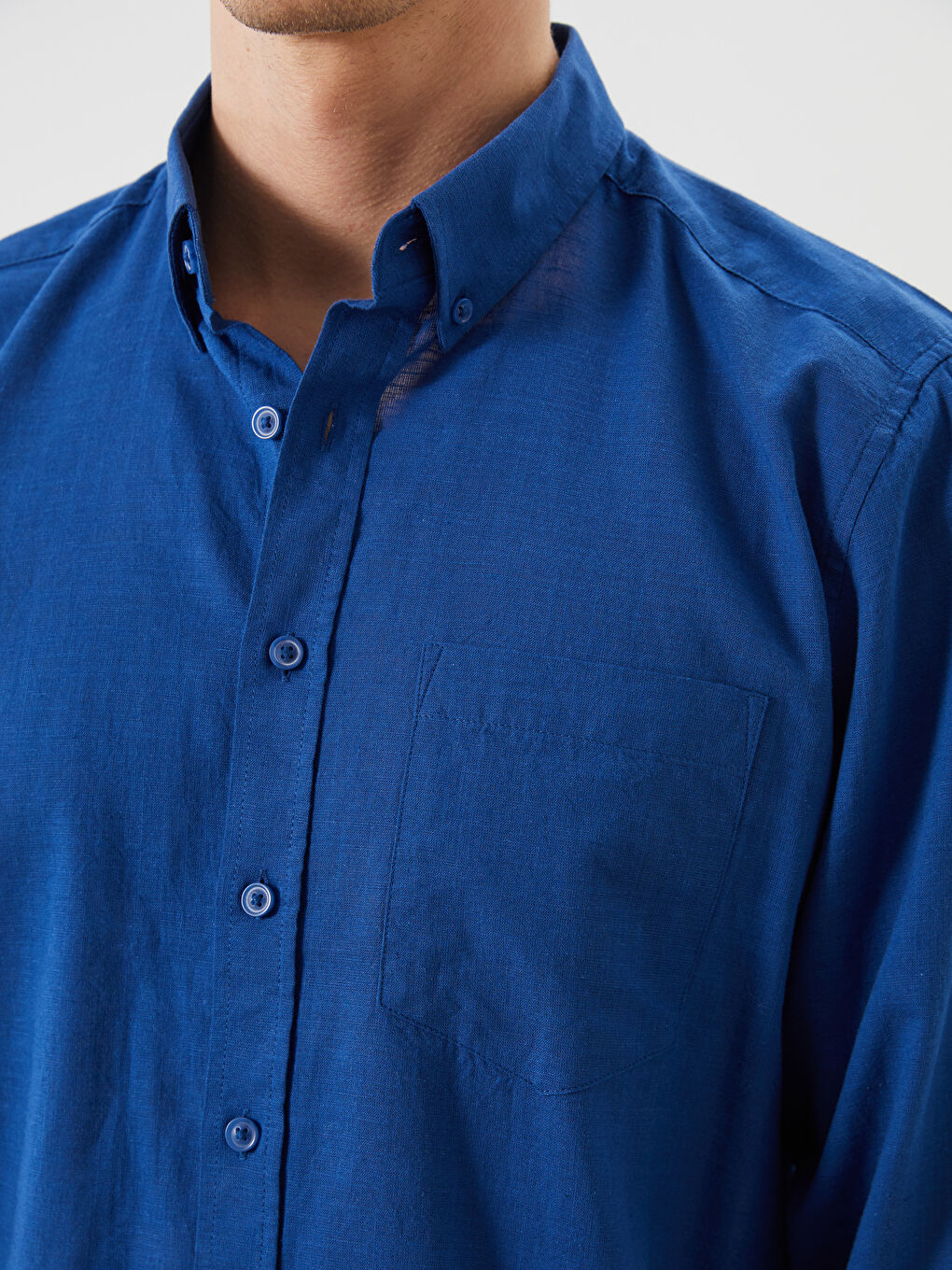 LCWAIKIKI Classic Regular Fit Long Sleeve Linen Blend Men's Shirt -S5FM94Z8-H9U