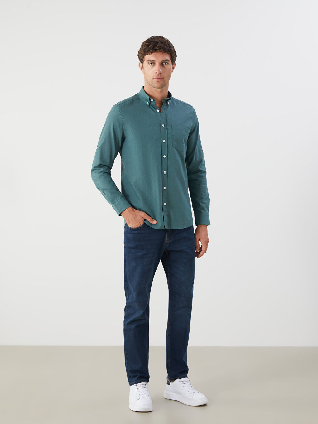 LCWAIKIKI Classic Regular Fit Long Sleeve Linen Blend Men's Shirt -S5FM94Z8-H9W