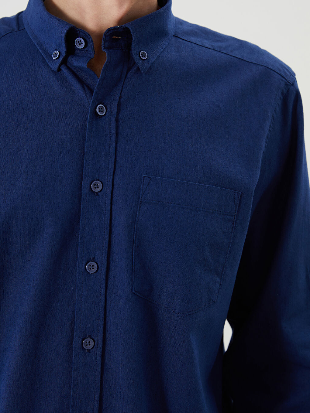 LCWAIKIKI Classic Regular Fit Long Sleeve Linen Blend Men's Shirt -S5FM94Z8-HPN