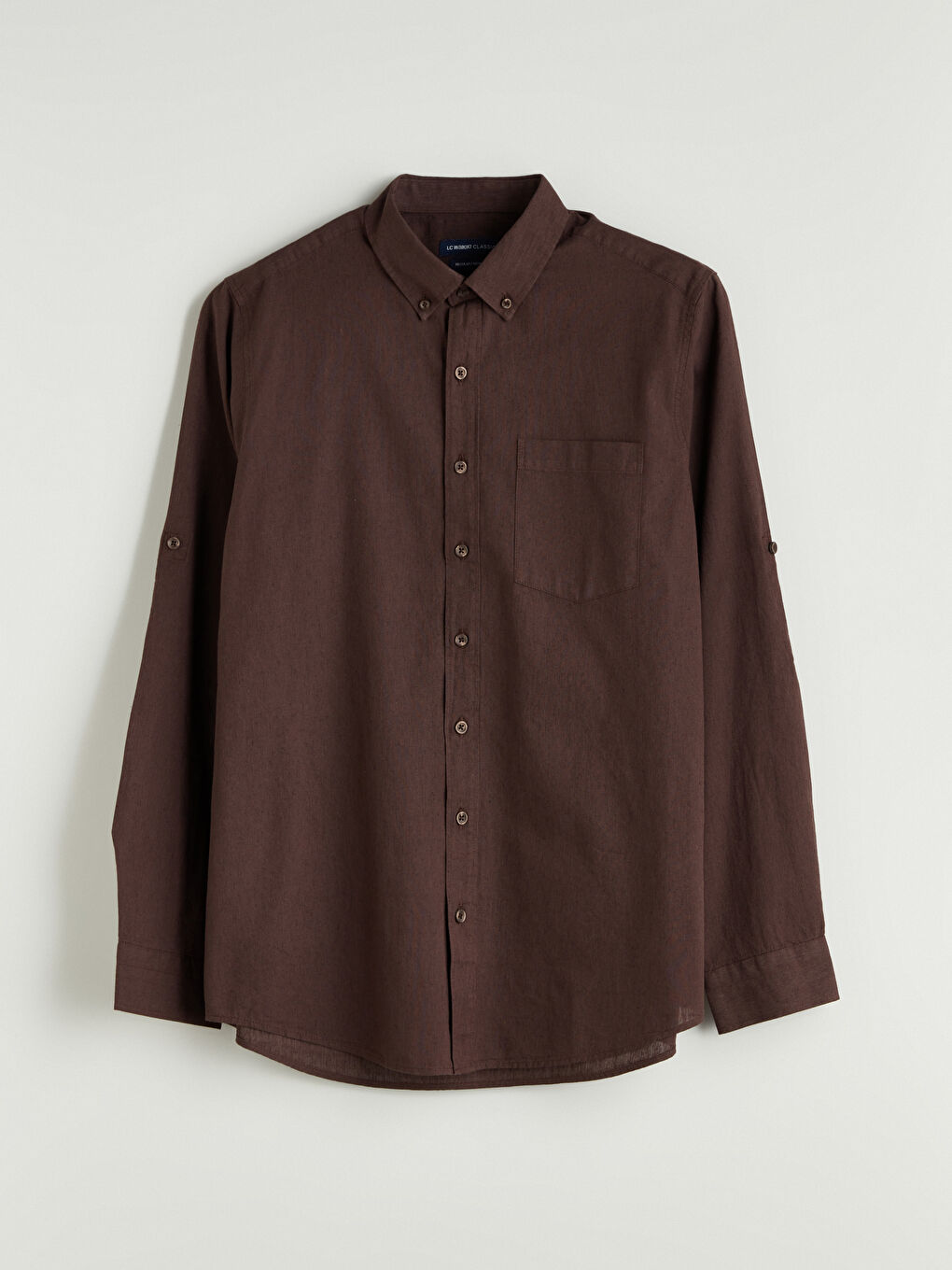 Regular Fit Long Sleeve Linen-Blend Men's Shirt -S5FM94Z8-HSK