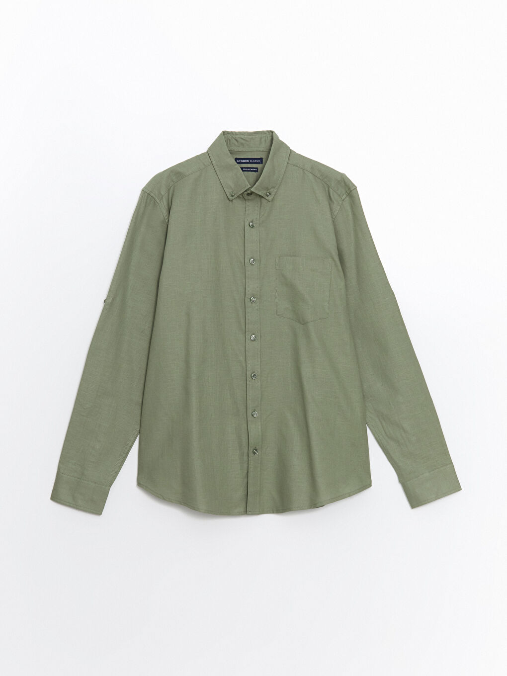 Regular Fit Long Sleeve Linen Blend Men's Shirt -S5FM94Z8-DBV