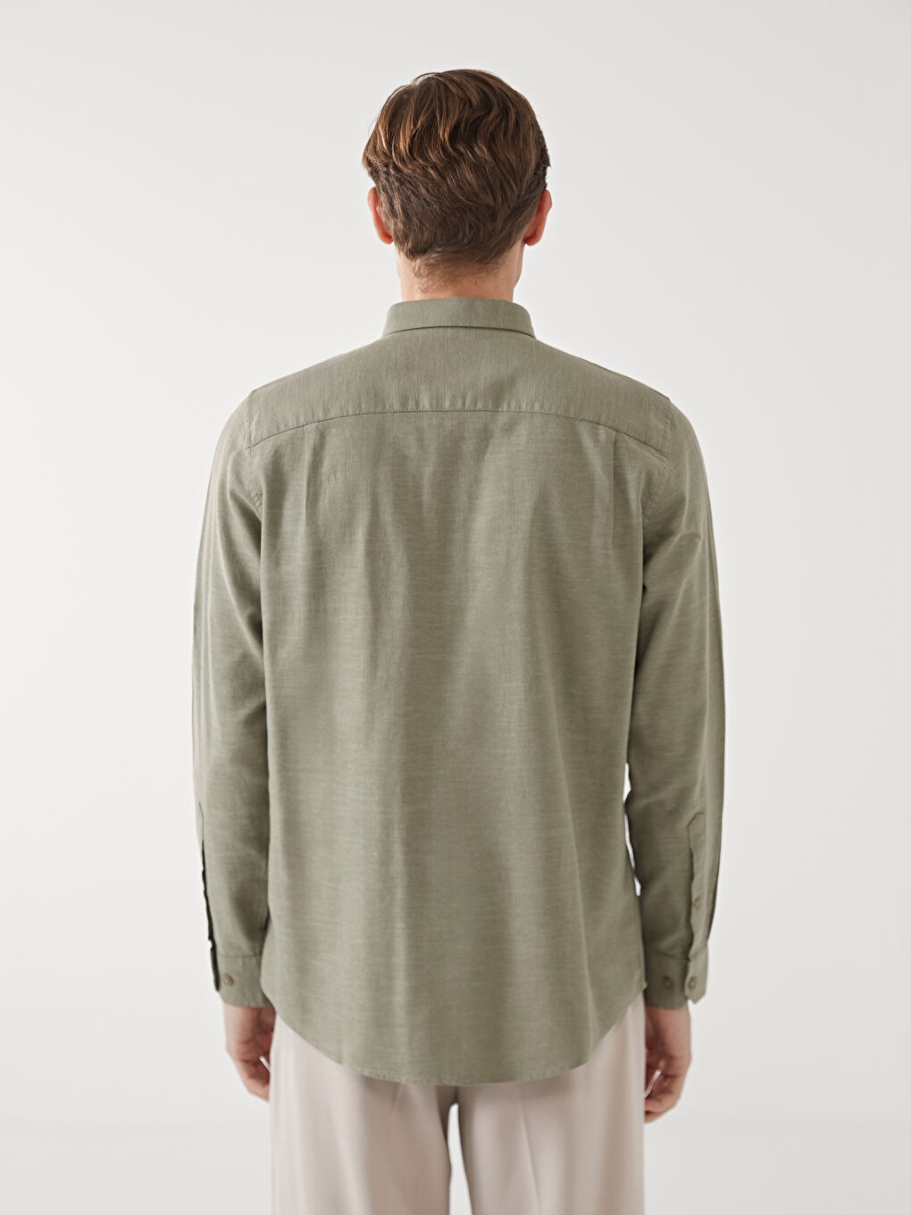 LCWAIKIKI Classic Regular Fit Long Sleeve Linen Blend Men's Shirt -S5FM94Z8-DBV