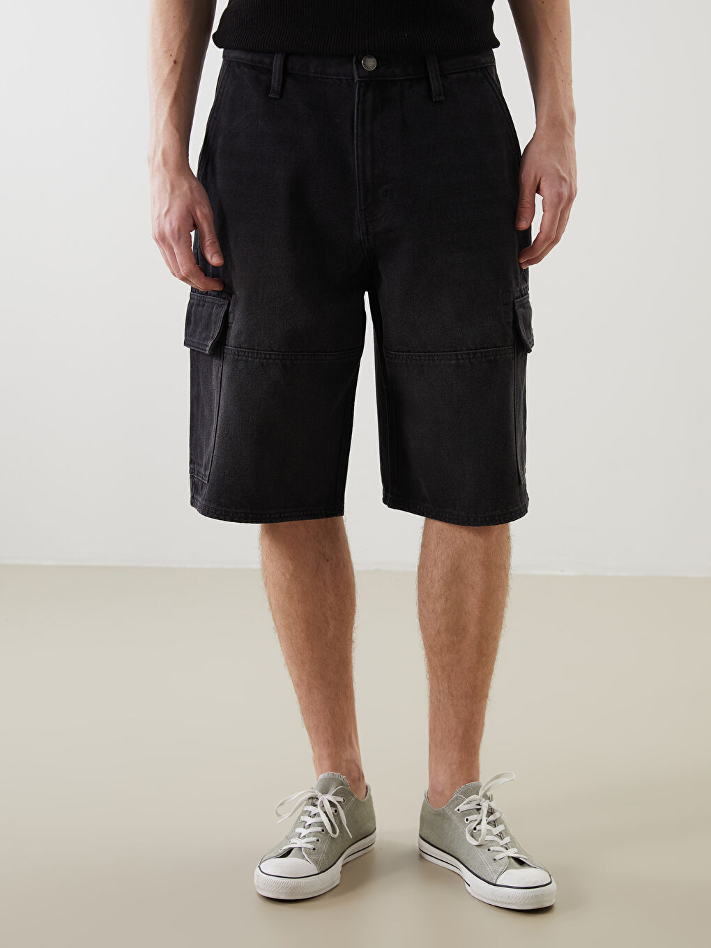 Шорти з деніму вільного крою для чоловіків-1