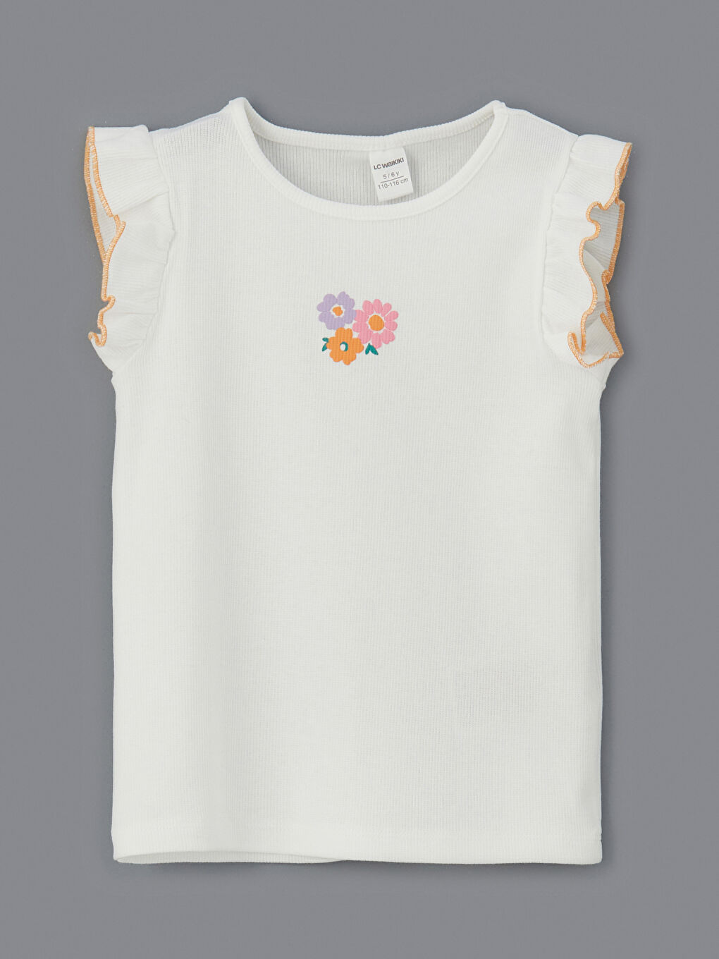 تيشيرت للبنات الرضع مطبوع بكشكشة - مجموعة من قطعتين-2