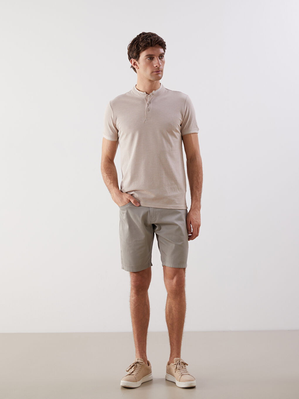 Grandad Collar Short Sleeve Men's T-Shirt -S5FO06Z8-MHK