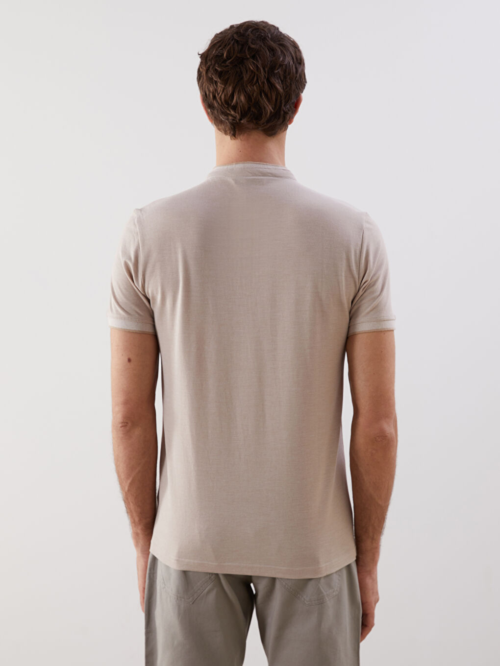 Grandad Collar Short Sleeve Men's T-Shirt -S5FO06Z8-MHK