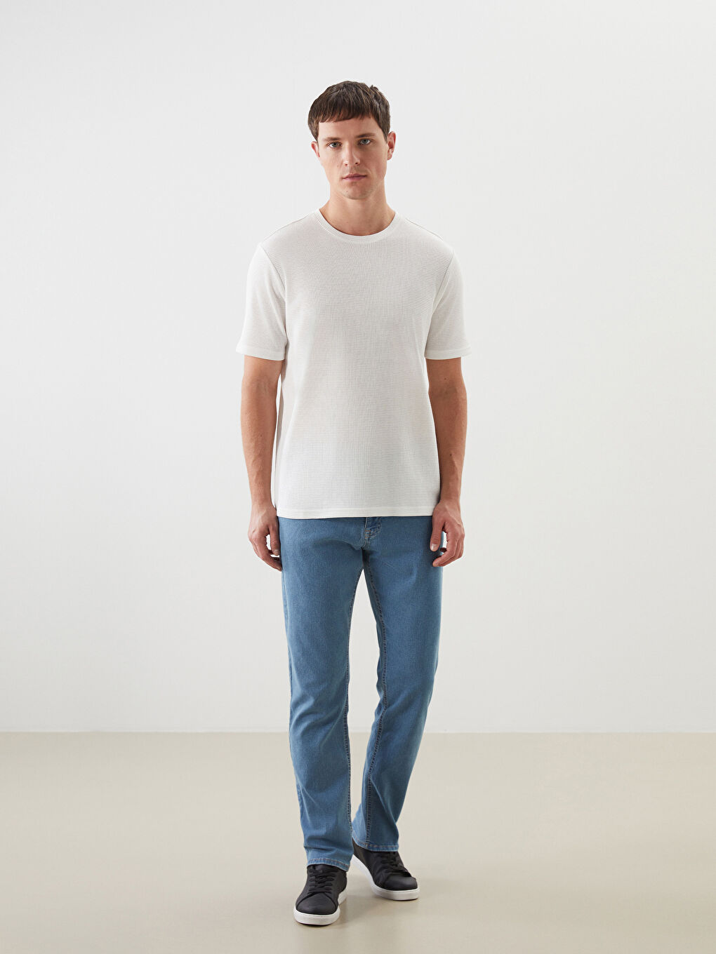 Crew Neck Patterned Structured Men's T-Shirt -S5FO09Z8-R9J