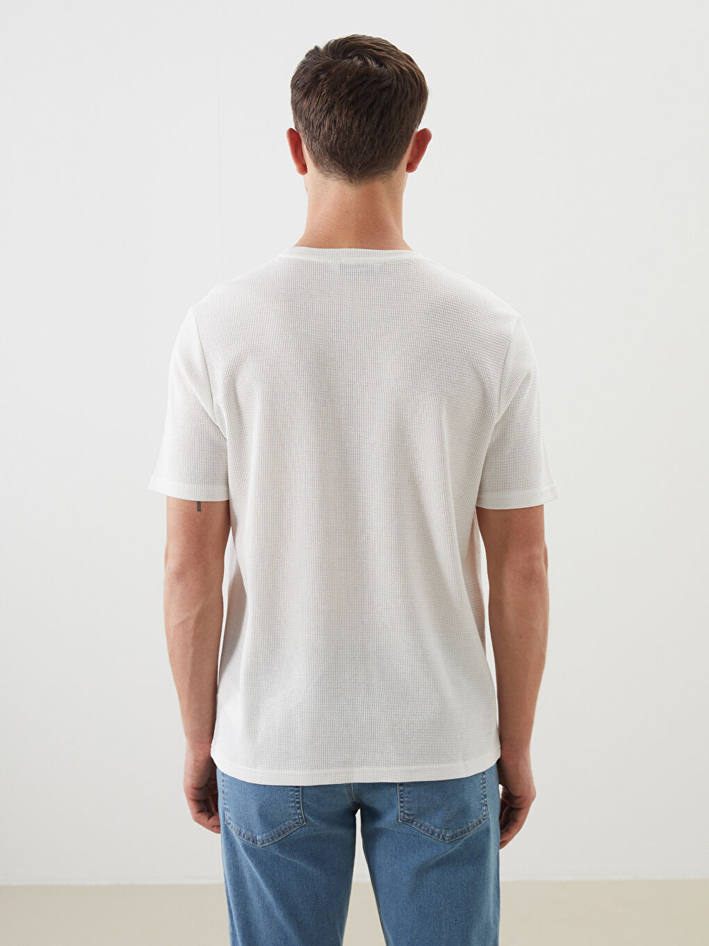 Crew Neck Patterned Structured Men's T-Shirt -S5FO09Z8-R9J