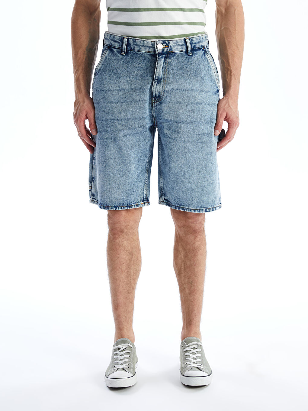 Short en Jean pour Hommes Coupe Régulière-1
