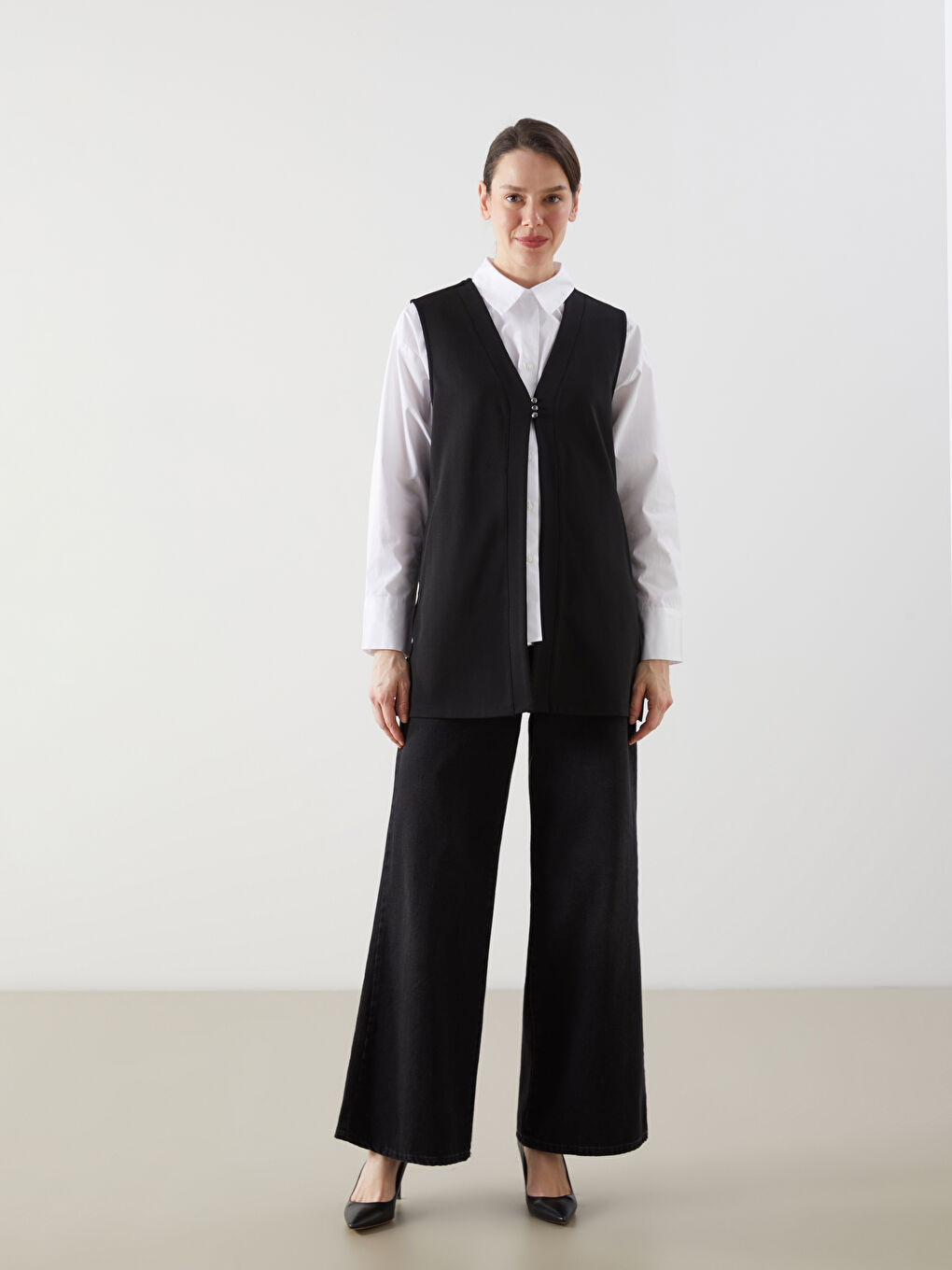 LCW Grace V-Neck Women's Waistcoat -S5FO19Z8-CVL