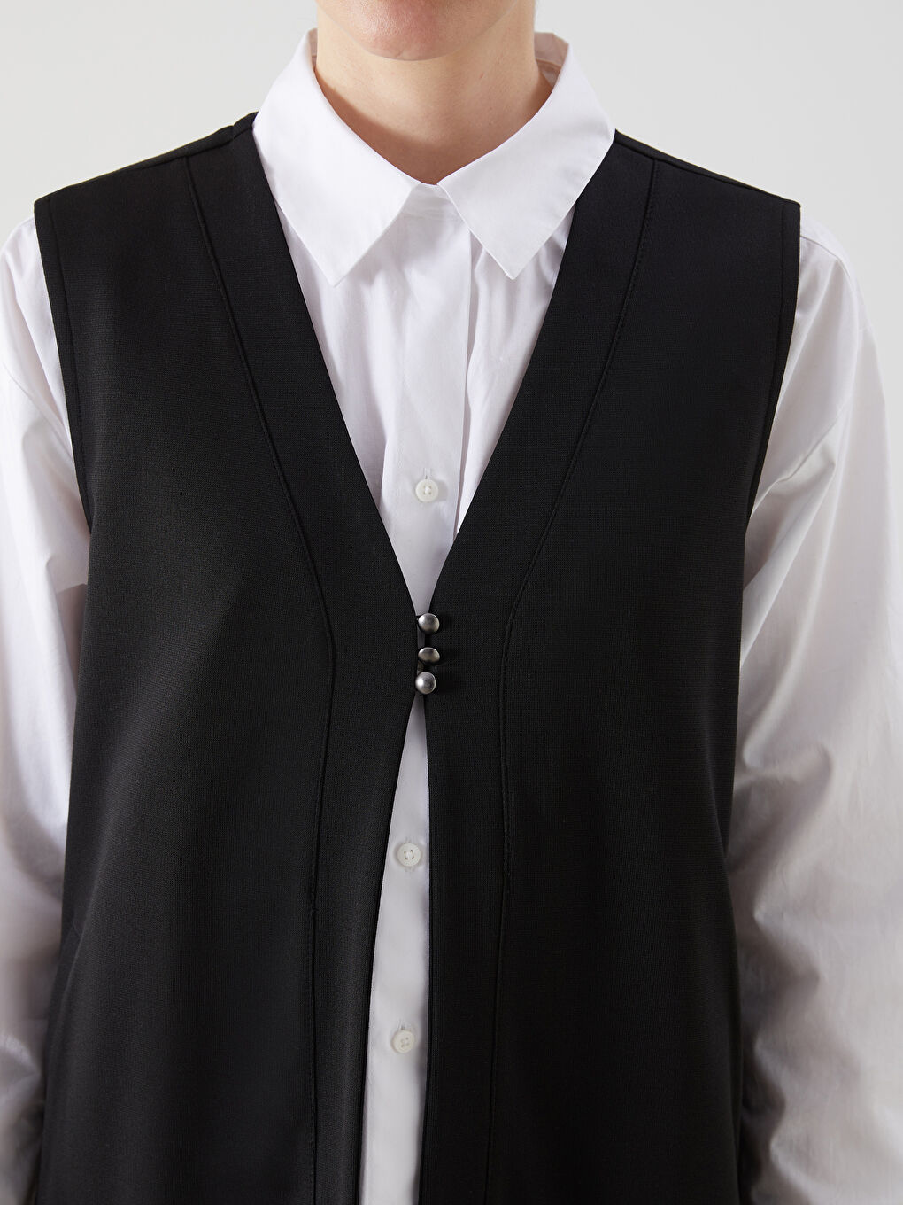 LCW Grace V-Neck Women's Waistcoat -S5FO19Z8-CVL