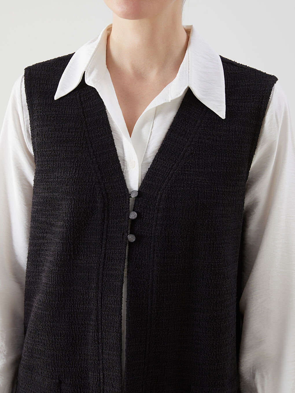 LCW Grace V-Neck Women's Waistcoat -S5FO21Z8-CVL