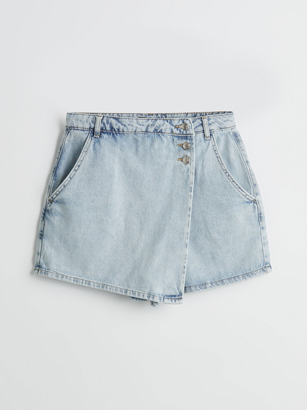 Woman BLUE Denim Overlay Shorts -S5FO37Z8-S54