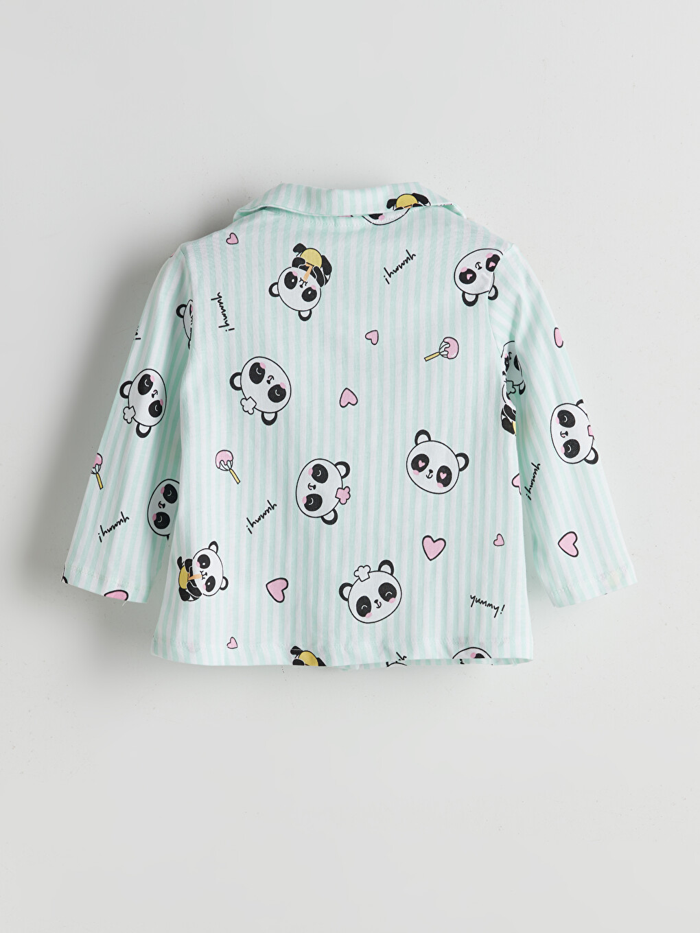 Turkuaz Gömlek Yaka Baskılı Kız Çocuk Pijama Üstü-1