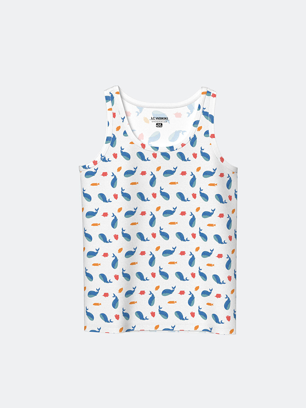 Beyaz Bisiklet Yaka Baskılı Erkek Çocuk Atlet