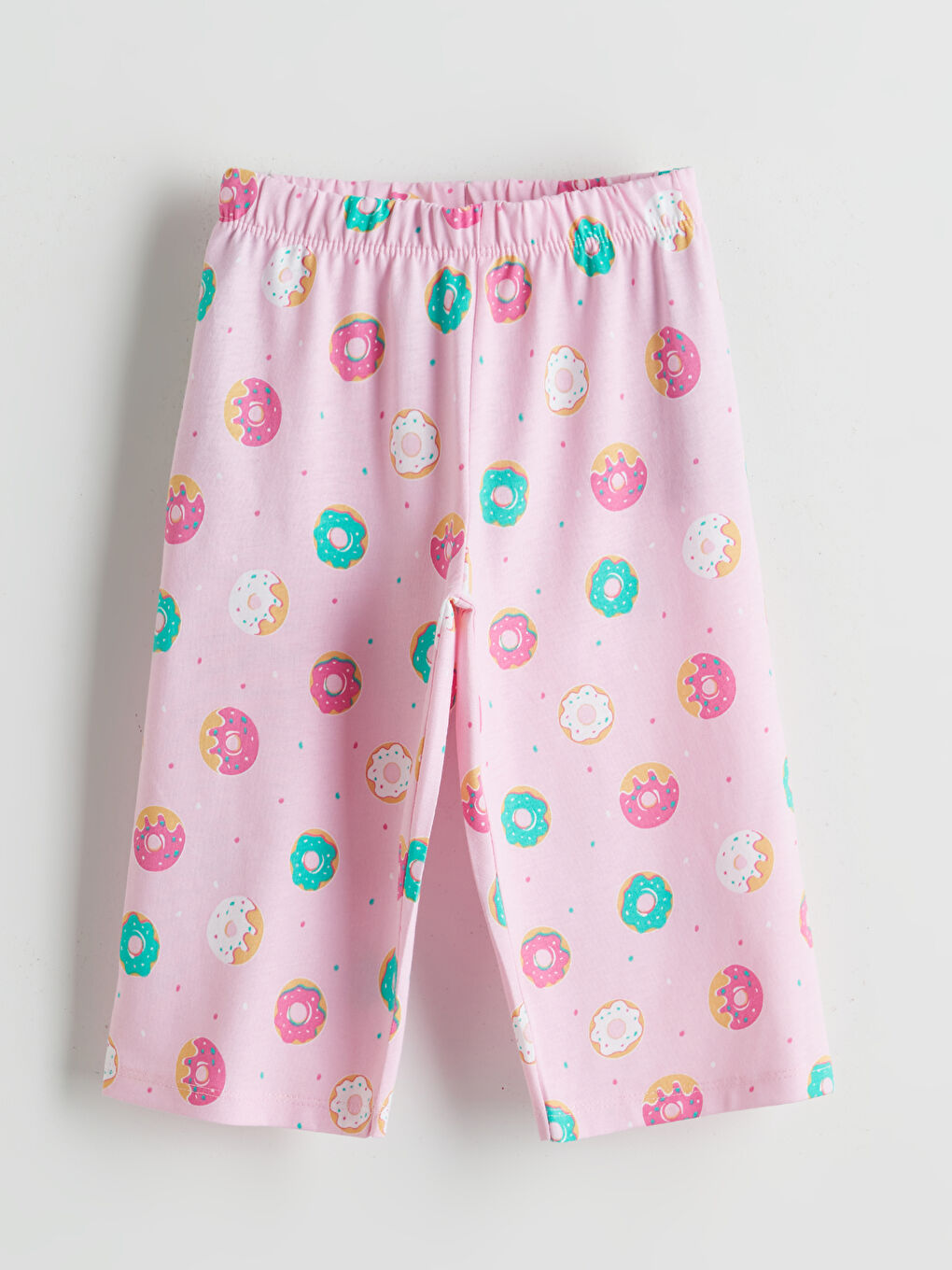 Pembe Donat Baskılı Kız Çocuk Kapri Pijama Alt