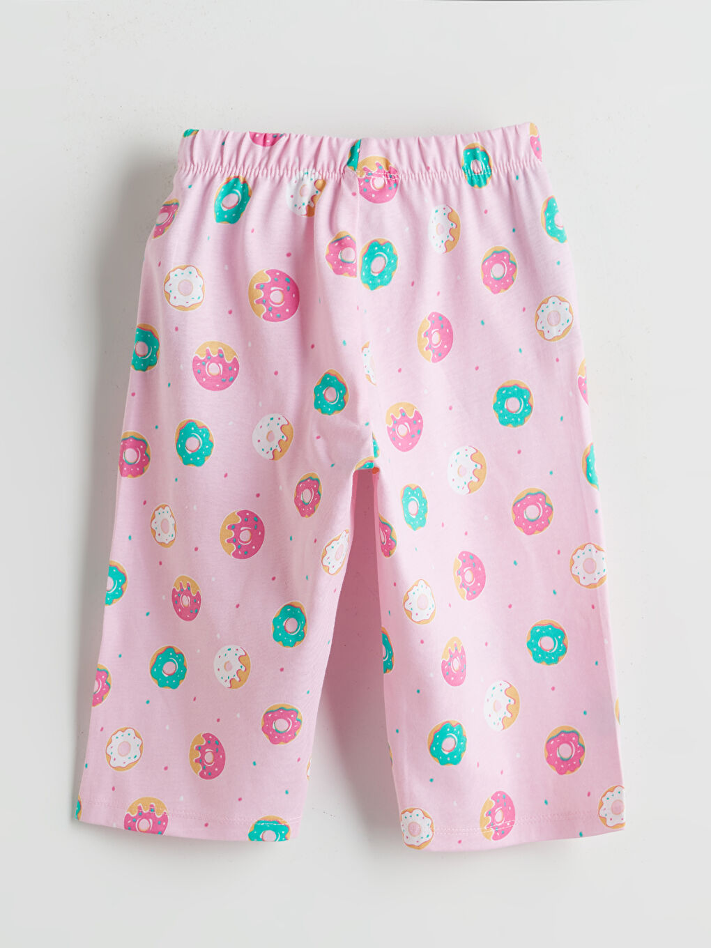 Pembe Donat Baskılı Kız Çocuk Kapri Pijama Alt-1